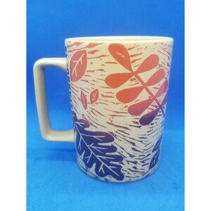 Starbucks Coffee Mug Cup Autumn Fall Leaf Leaves Beige Orange Purple 12 oz